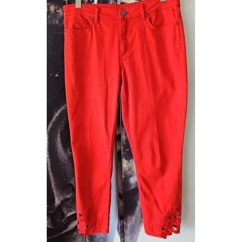 ELIE TAHARI Women's Red Low Rise Skinny Leg AZELLA Stretch Jean Size US 29